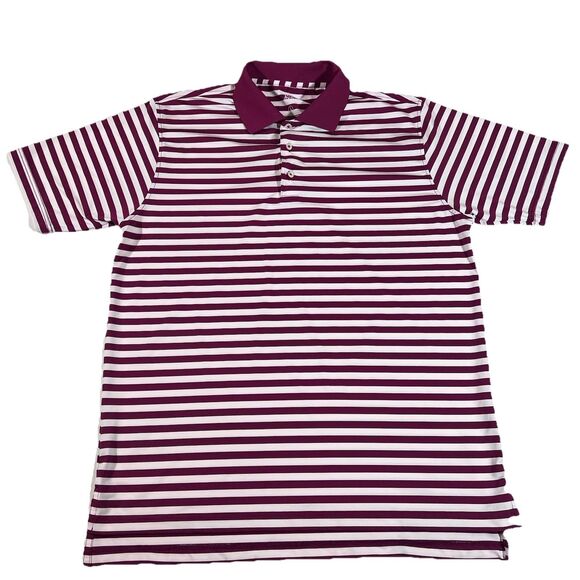 Turtleson Red/White Striped Performance Polo Golf Shirt Men's Size Large - Picture 1 of 7